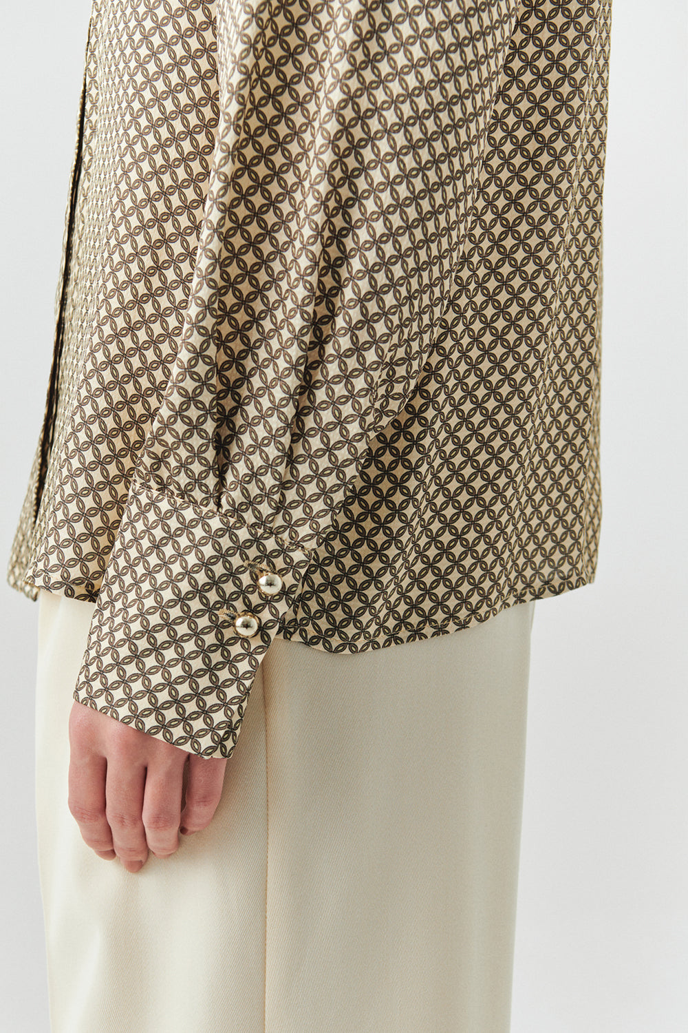 Exquise-Hakim Yaka Uzun Kollu Regular Desenli Gömlek-GÖMLEK-4-Milagron.com