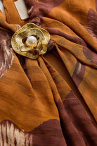 Exquise-İnci Tokalı Detaylı Desenli Maxi Elbise-ELBİSE-6-Milagron.com