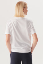 Exquise-İşleme Detaylı Beyaz Regular örme Tişört-T-Shirts-3-Milagron.com