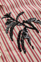 Exquise-İşleme Detaylı Kırmızı çizgili Regular Gömlek-Gömlek-7-Milagron.com