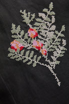 Exquise-İşleme Detaylı Rahat Kalıp Saf Keten Siyah Gömlek-Gömlek-6-Milagron.com