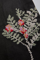 Exquise-İşleme Detaylı Rahat Kalıp Saf Keten Siyah Gömlek-Gömlek-7-Milagron.com