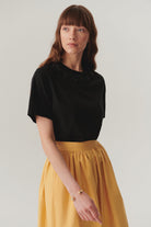 Exquise-İşleme Detaylı Siyah Regular Pamuklu örme Tişört-T-Shirts-3-Milagron.com