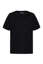 Exquise-İşleme Detaylı Siyah Regular Pamuklu örme Tişört-T-Shirts-6-Milagron.com