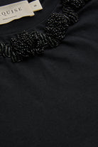 Exquise-İşleme Detaylı Siyah Regular Pamuklu örme Tişört-T-Shirts-7-Milagron.com