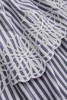 Exquise-İşleme Detaylı çizgili Omzu Açık Fırfırlı Midi Elbise-ELBİSE-4-Milagron.com