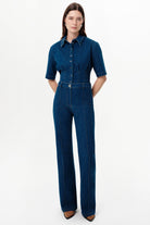 Exquise-İspanyol Paça Yüksek Bel Slim Fit Denim Pantolon – İndi̇go-Pantolon-1-Milagron.com