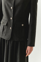 Exquise-Kapak Cepli Astarlı Slim Fit Gri Ceket-CEKET-3-Milagron.com