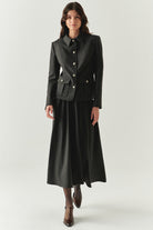 Exquise-Kapak Cepli Astarlı Slim Fit Gri Ceket-CEKET-5-Milagron.com