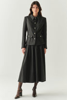 Exquise-Kapak Cepli Astarlı Slim Fit Gri Ceket-CEKET-6-Milagron.com