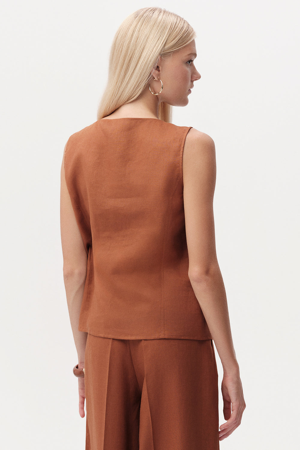 Kare Yaka Düğmeli Keten Regular Gömlek