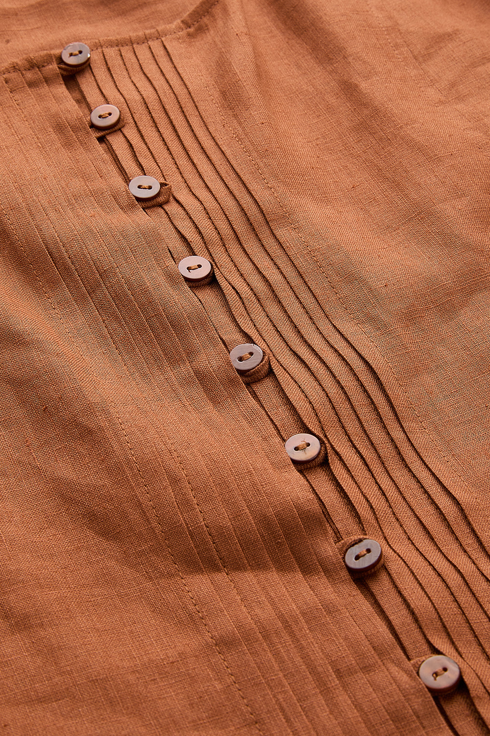 Kare Yaka Düğmeli Keten Regular Gömlek