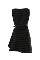 Exquise-Kare Yaka Taş Detaylı Ekose Slim Fit Astarlı Antrasit Mini Elbise-ELBİSE-8-Milagron.com