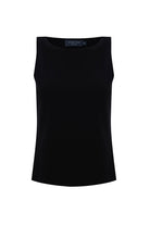 Exquise-Kayık Yaka Kolsuz Slim Fit örme Siyah Bluz-BLUZ-1-Milagron.com