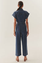 Exquise-Kemer Detaylı Denim Tulum-TULUM-5-Milagron.com