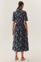 Exquise-Kemer Detaylı Desenli Pamuklu Regular Midi Elbise-ELBİSE-4-Milagron.com