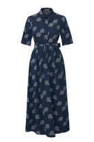 Exquise-Kemer Detaylı Desenli Pamuklu Regular Midi Elbise-ELBİSE-6-Milagron.com