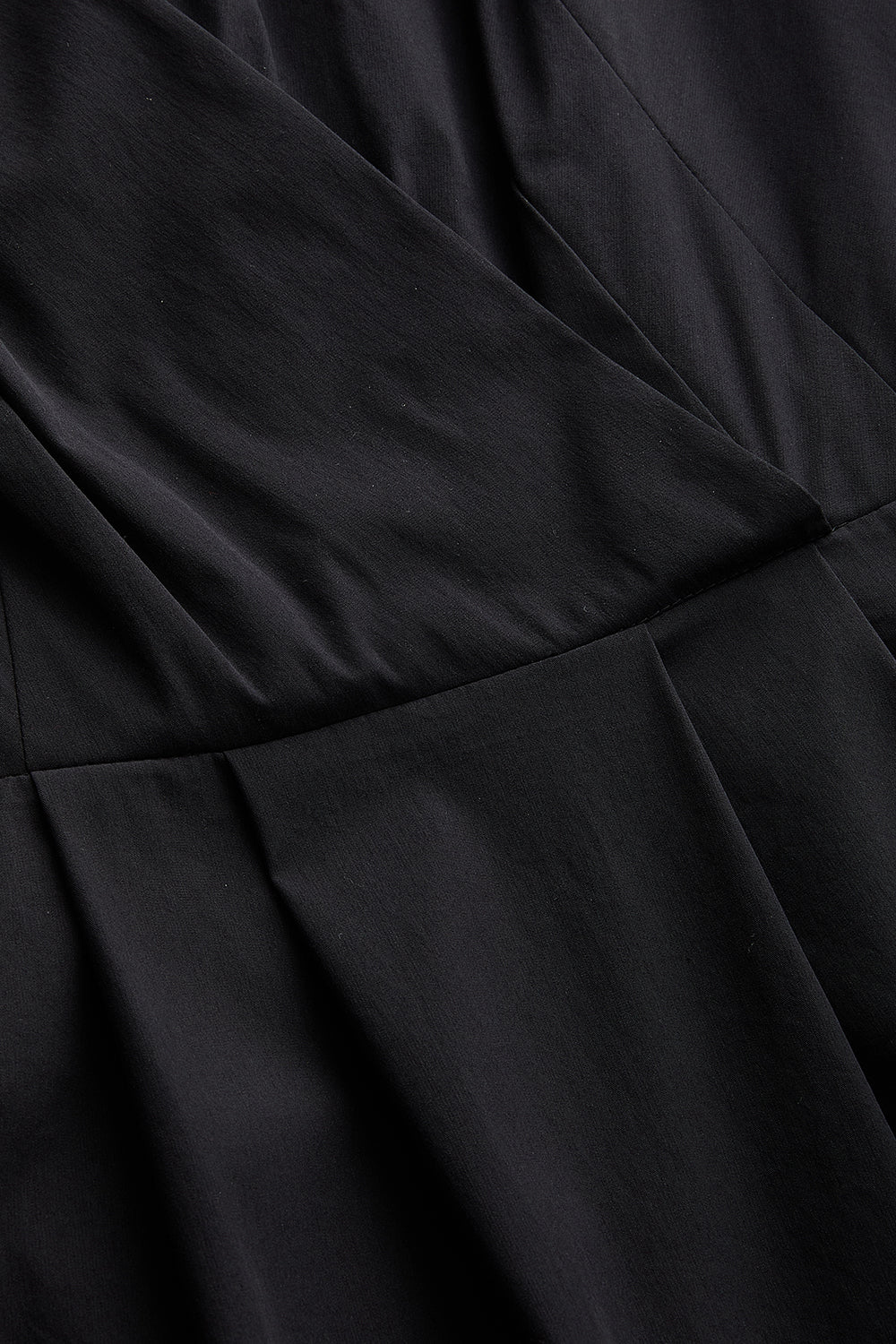 Exquise-Kemer Detaylı Siyah V Yaka Pamuklu Tulum-TULUM-6-Milagron.com