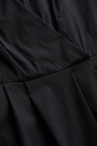 Exquise-Kemer Detaylı Siyah V Yaka Pamuklu Tulum-TULUM-6-Milagron.com