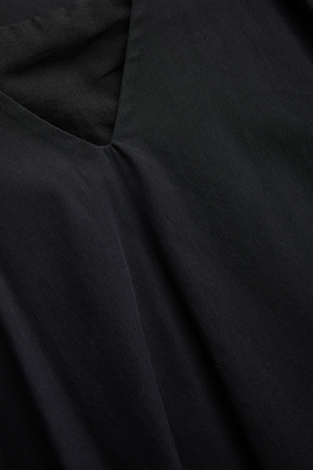 Exquise-Kemer Detaylı V Yaka Pamuklu Siyah Regular Midi Elbise-Elbise-6-Milagron.com