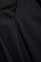 Exquise-Kemer Detaylı V Yaka Pamuklu Siyah Regular Midi Elbise-Elbise-6-Milagron.com