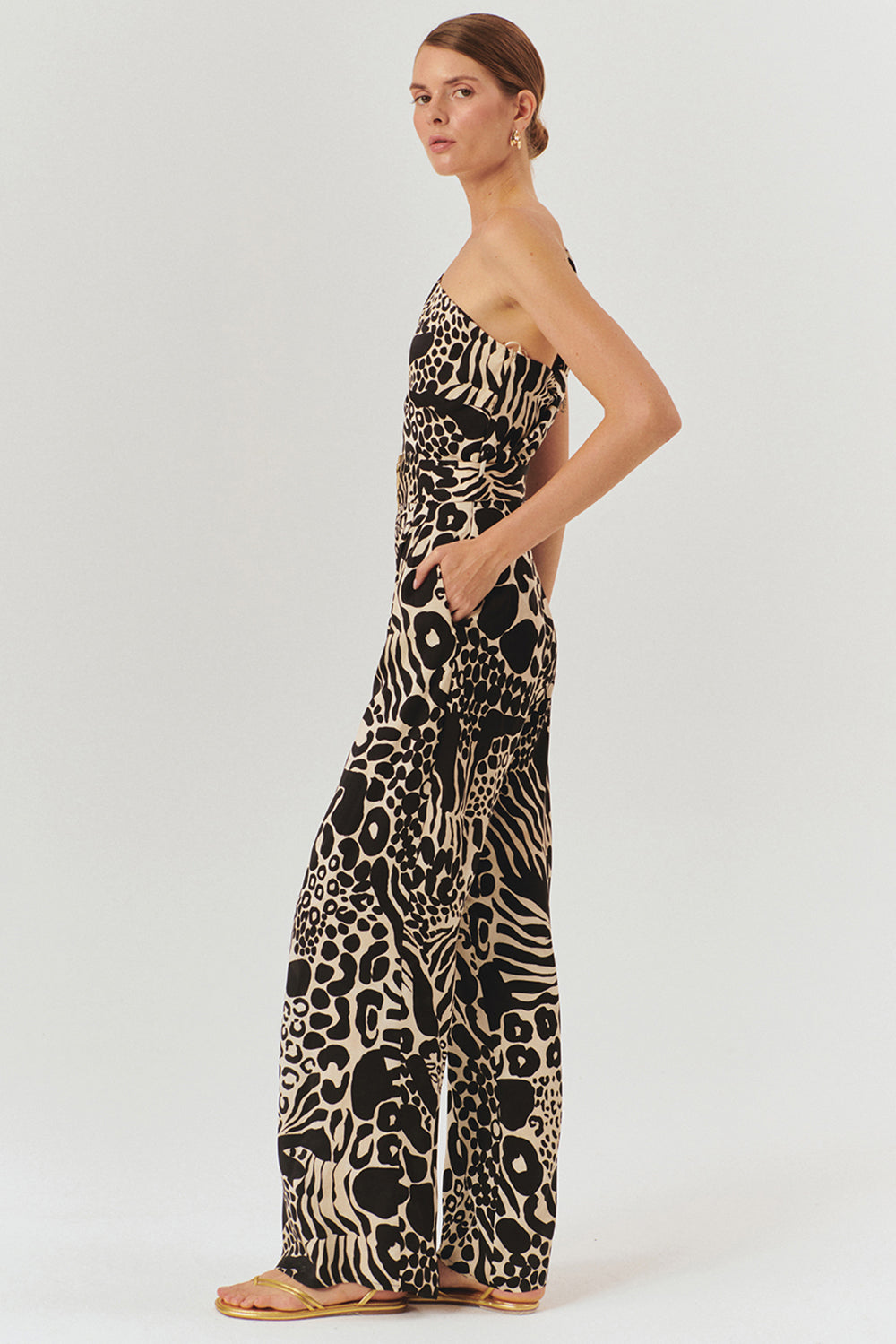 Exquise-Kemer Ve Toka Detaylı Desenli Regular Tulum-TULUM-3-Milagron.com