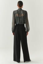 Exquise-Kemerli Geniş Paça Cepli Regular Siyah Pantolon-PANTOLON-2-Milagron.com