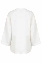 Exquise-Kendi Kumaşında Kemerli Nakış İşlemeli Rahat Kalıp Ceket-KİMONO-3-Milagron.com