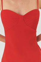 Exquise-Kırmızı Slim Fit Ayarlanabilir Askılı Mini Elbise-ELBİSE-3-Milagron.com