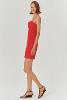 Exquise-Kırmızı Slim Fit Ayarlanabilir Askılı Mini Elbise-ELBİSE-4-Milagron.com