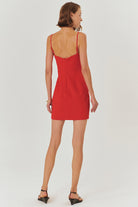 Exquise-Kırmızı Slim Fit Ayarlanabilir Askılı Mini Elbise-ELBİSE-5-Milagron.com