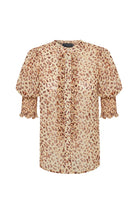 Exquise-Kısa Kol Fırfır Biye Detaylı Regular Fit Desenli şifon Gömlek-Gömlek-6-Milagron.com