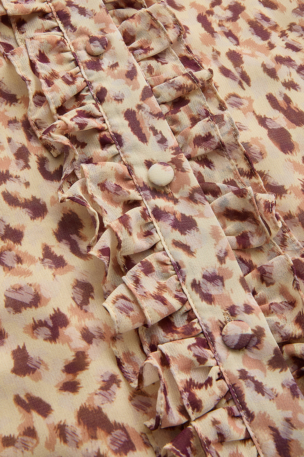 Exquise-Kısa Kol Fırfır Biye Detaylı Regular Fit Desenli şifon Gömlek-Gömlek-8-Milagron.com