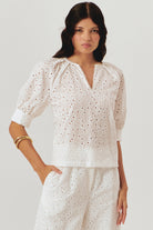 Exquise-Kısa Kol Fisto Kumaş Rahat Kalıp Siyah Bluz-Bluz-1-Milagron.com