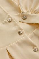 Exquise-Kısa Kol önden Düğmeli Bele Oturan Bej Elbise-ELBİSE-8-Milagron.com