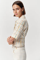 Kısa Kollu Beli Pile Detaylı Crop Regular Çok Renkli Gömlek