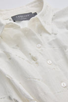 Kısa Kollu Delikli Gömlek Yaka Slim Fit Mini Kemik Elbise