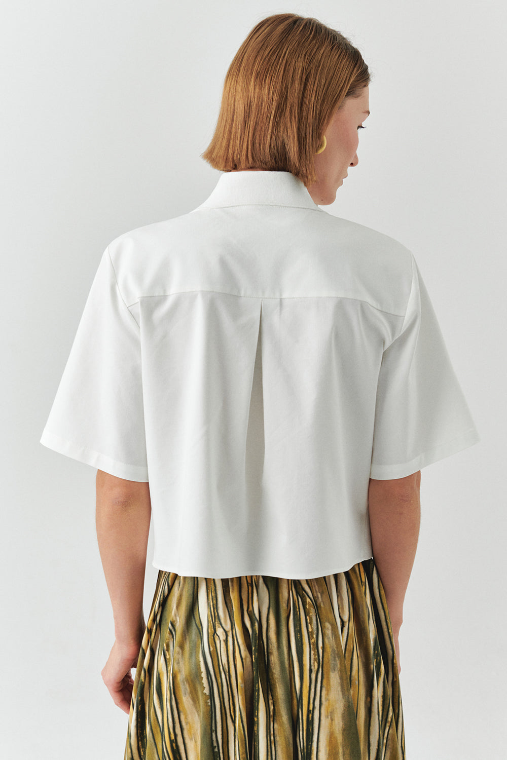 Exquise-Kısa Kollu Triko Garnili Poplin Regular Kemik Gömlek-GÖMLEK-4-Milagron.com