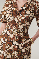 Exquise-Kısa Kollu önden Düğmeli Pamuklu Kumaş Desenli Elbise-ELBİSE-5-Milagron.com