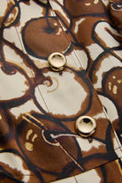 Exquise-Kısa Kollu önden Düğmeli Pamuklu Kumaş Desenli Elbise-ELBİSE-8-Milagron.com