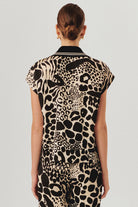 Exquise-Kolsuz Gömlek Yakalı Regular Fit Soyut Desenli Bluz-Gömlek-2-Milagron.com