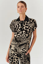 Exquise-Kolsuz Gömlek Yakalı Regular Fit Soyut Desenli Bluz-Gömlek-6-Milagron.com