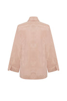 Exquise-Kruvaze Bağlama Kapamalı Rahat Kalıp Modal Kumaş Pudra Ceket-Ceket-6-Milagron.com