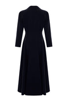 Exquise-Kruvaze Kesim Gold Düğmeli Regular Siyah Midi Elbise-ELBİSE-7-Milagron.com