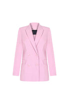 Exquise-Kruvaze Yaka Keten Regular Pembe Blazer Ceket-CEKET-6-Milagron.com
