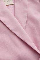 Exquise-Kruvaze Yaka Keten Regular Pembe Blazer Ceket-CEKET-7-Milagron.com