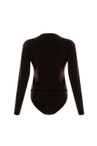 Exquise-Kruvaze Yaka Uzun Kollu Regular örme Kahve Bluz-BLUZ-7-Milagron.com