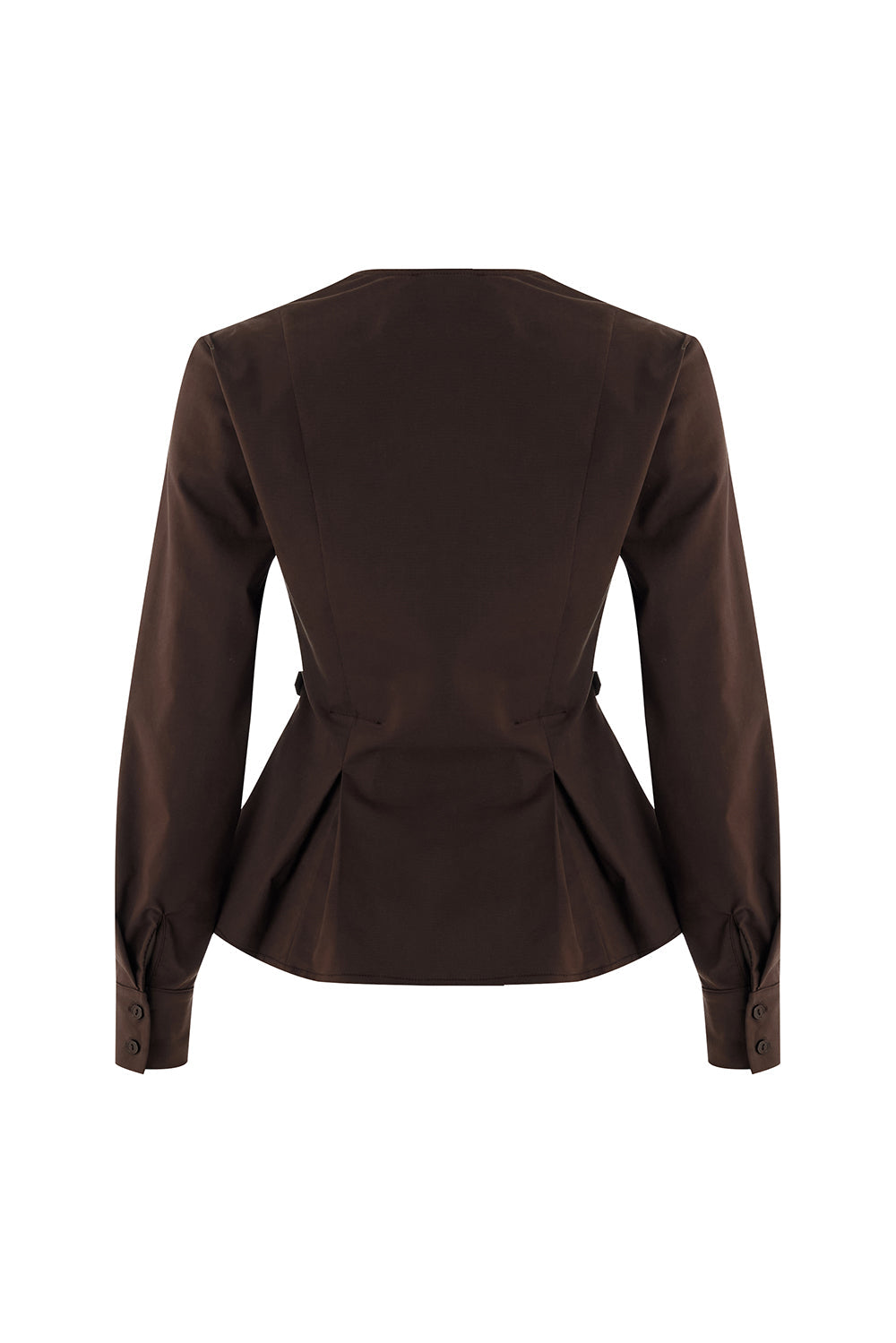 Exquise-Kruvaze Yaka Uzun Kollu Slim Fit Kahve Gömlek-GÖMLEK-8-Milagron.com