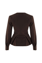 Exquise-Kruvaze Yaka Uzun Kollu Slim Fit Kahve Gömlek-GÖMLEK-8-Milagron.com