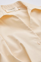 Kuş Gözü Detaylı Cepli Gömlek Yaka Regular Midi Krem Elbise